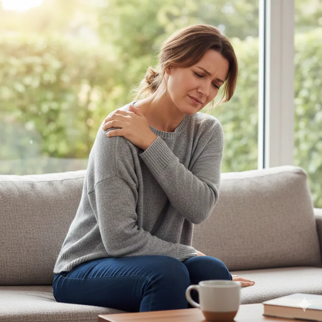 Patient receiving shoulder pain evaluation at WellnessOne in Lincoln